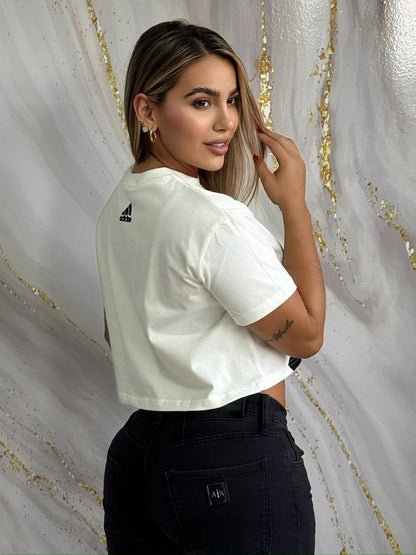 Crop Top Graphic White