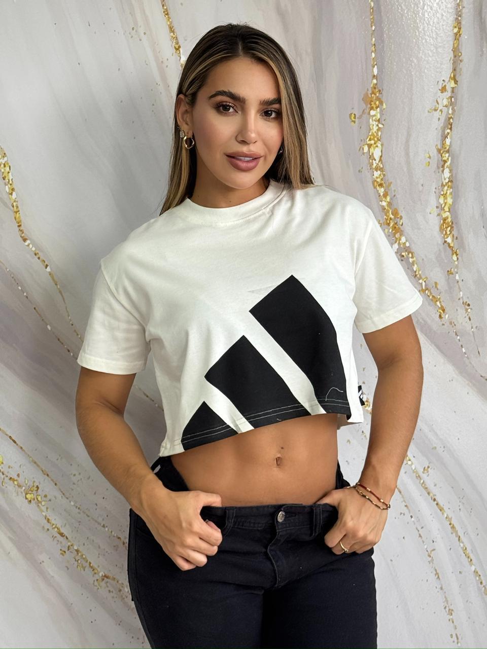 Crop Top Graphic White